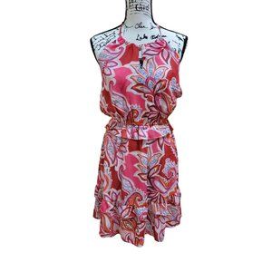 NWOT 19 Cooper Coral/Pink Floral Halter Dress, Size M